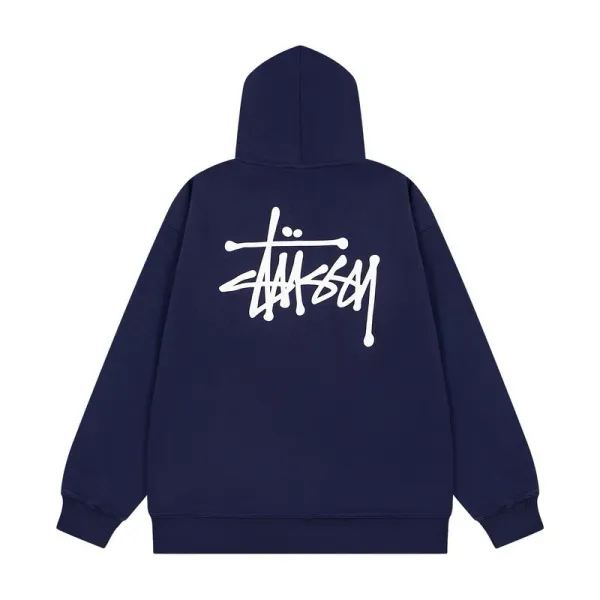 Stüssy Classic Logo Zip-Up Hoodie Navy - 32