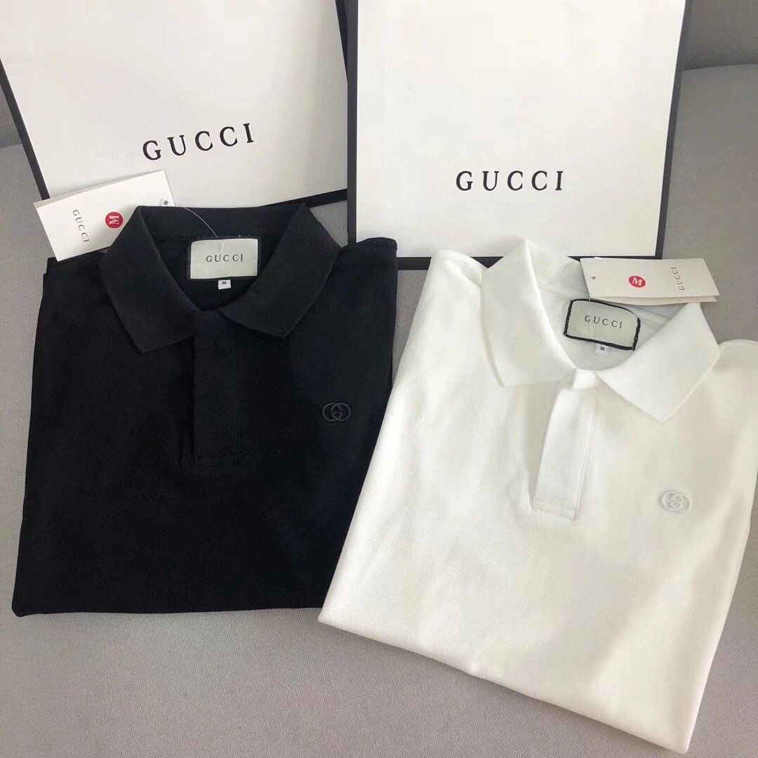 Gujia 20ss Guqi classic lapel polo T-shirt short sleeved T-shirt business double G Kuqi T-shirt high-end luxury celebrity student girlfriend couple sports casual shirt ins network red Tiktok small red book versatile new popular summer Korean fitness fashion big brand temperament high grade polo shirt