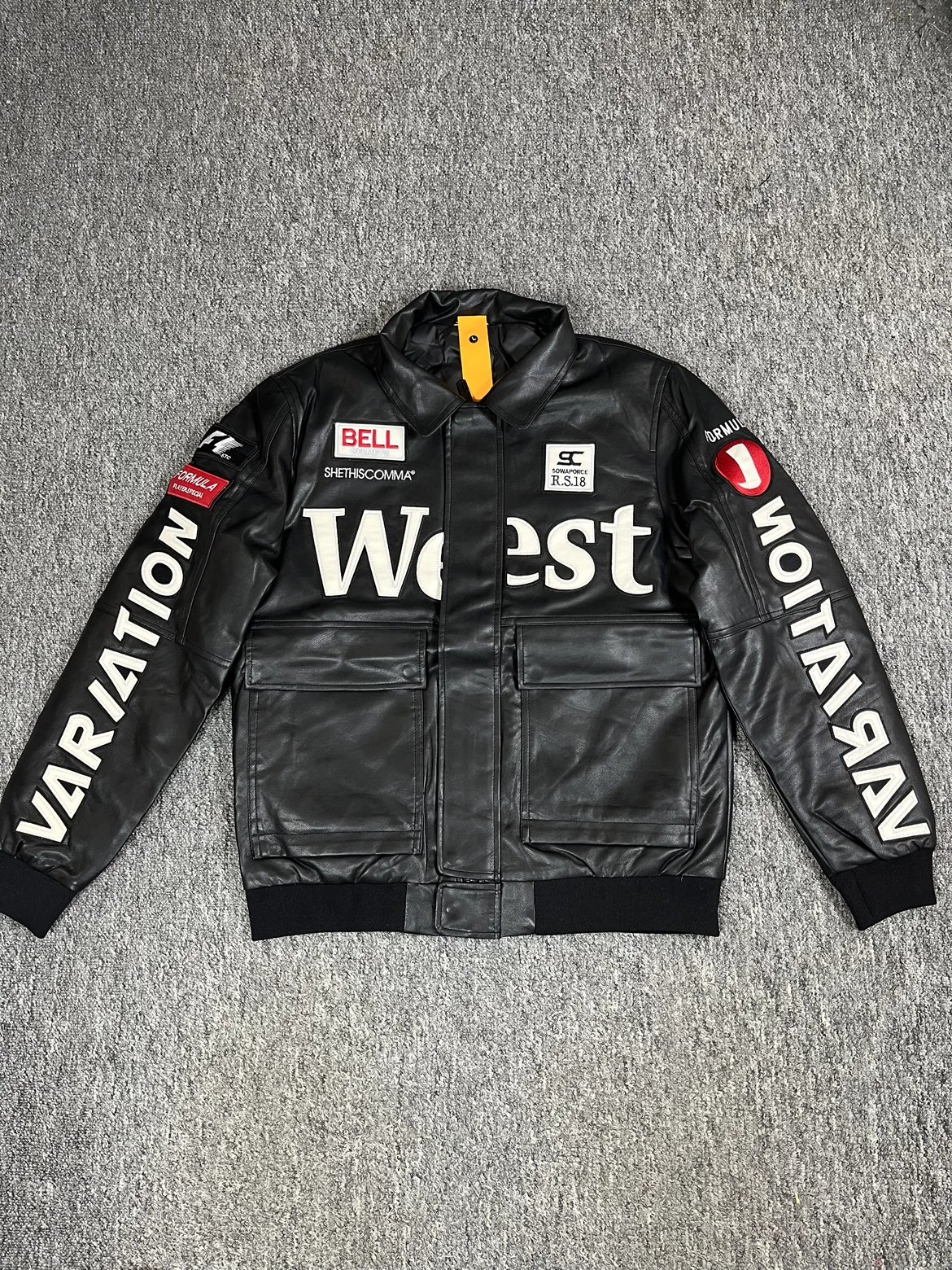 Genuine Leather Collar Moto Down Jacket