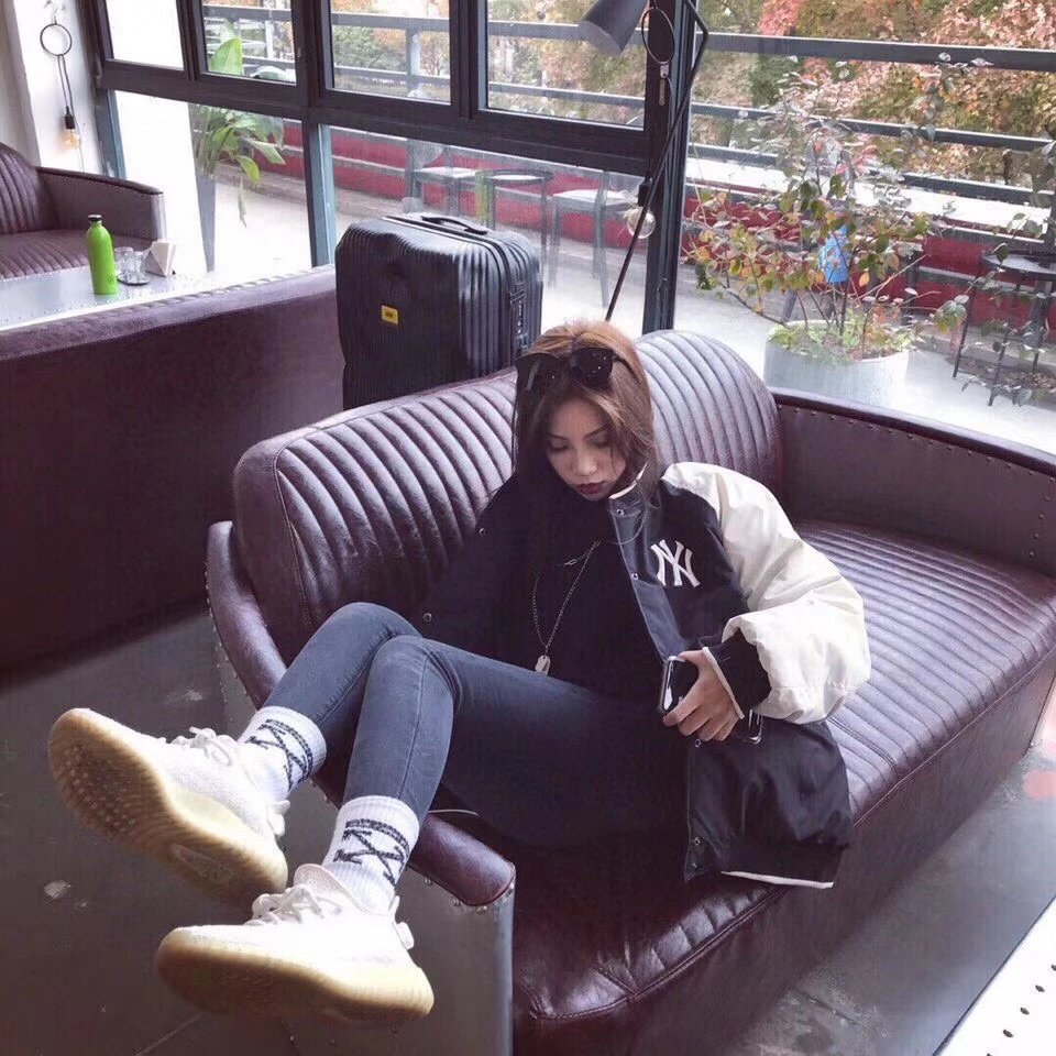 Black and White Color-Block Quilted Baseball Jacket