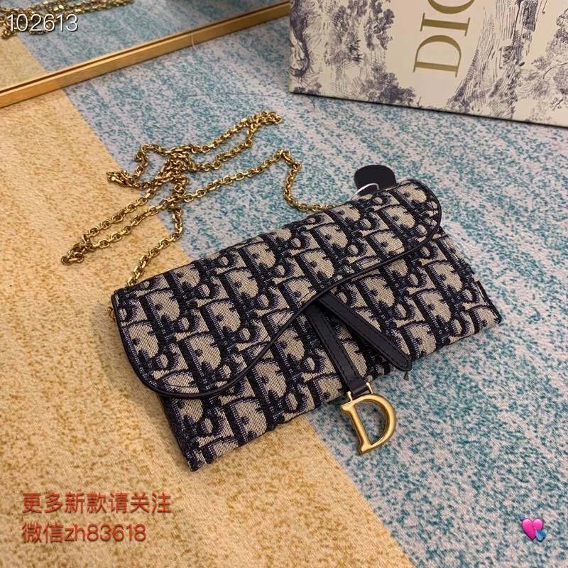 Dior迪奥女包 女款时尚休闲斜跨包 女士单肩包 马鞍包 Oblique Saddle Bag 老花系列链条⛓包