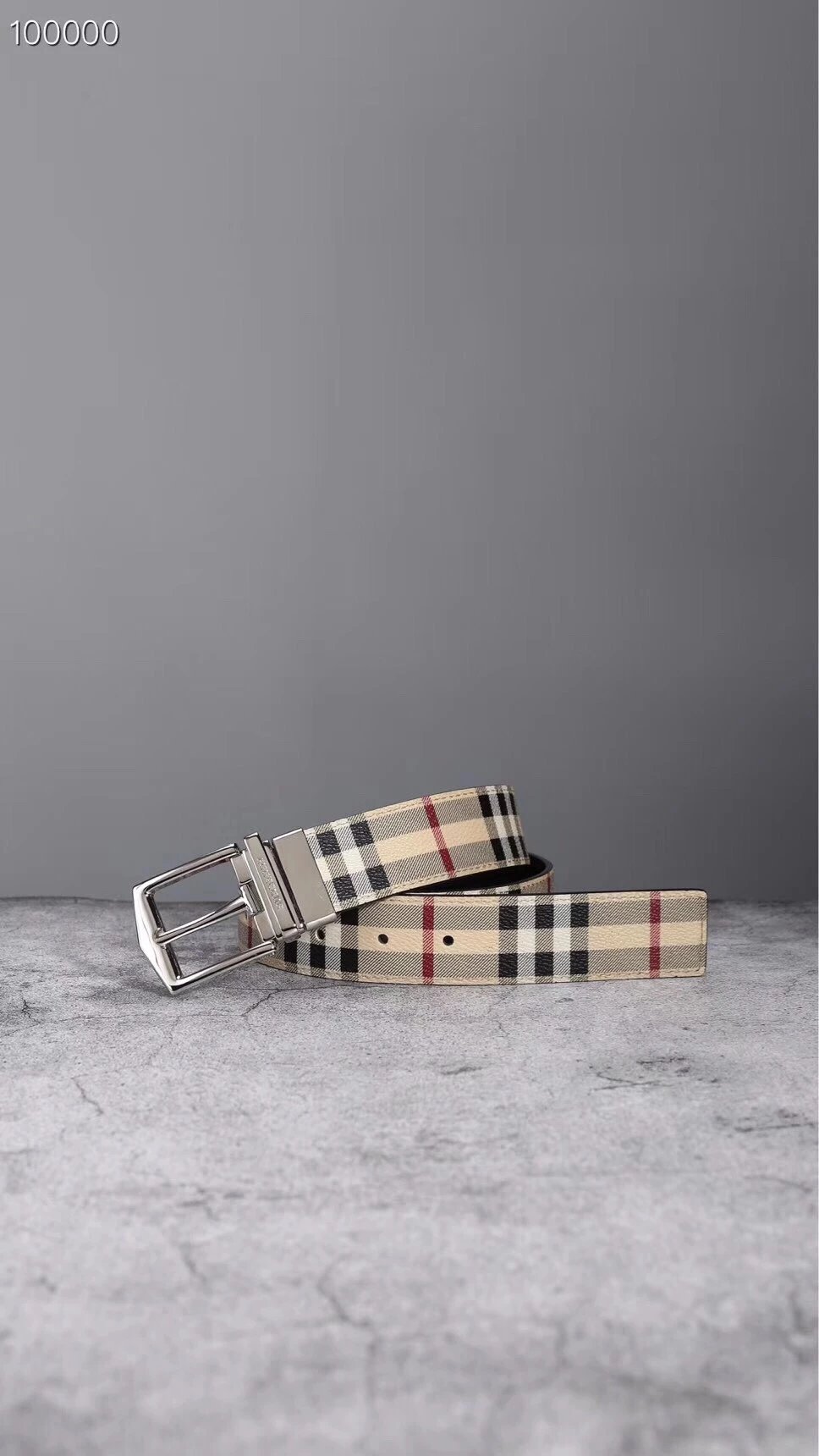 Reversible Checkered Leather Belt