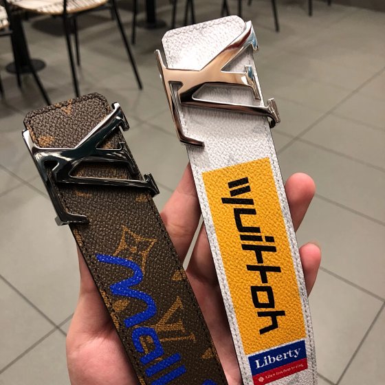 2019 New Old Flower Men's Graffiti Leisure Belt Double Sided With Business Hundred Cowhide Pants Belt Belt
