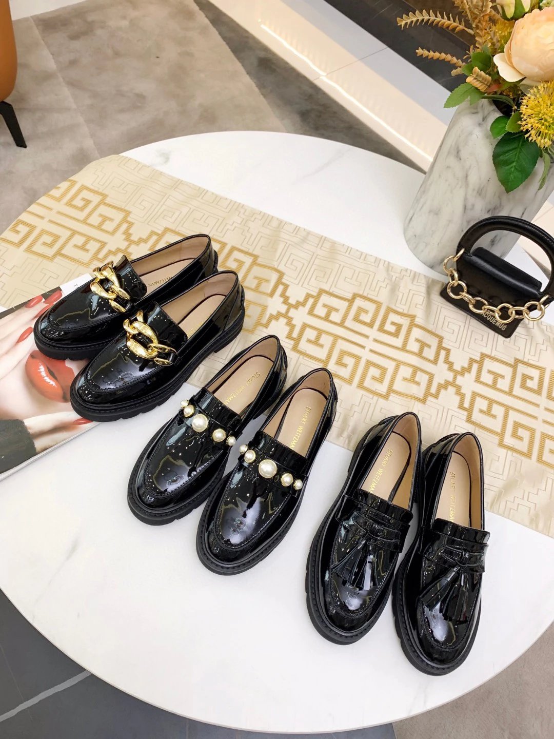 Stuart Weitzman sw乐福鞋 版本2023早春新款乐福鞋女小皮鞋女英伦风皮鞋女厚底鞋女厚底鞋单鞋女平底鞋女