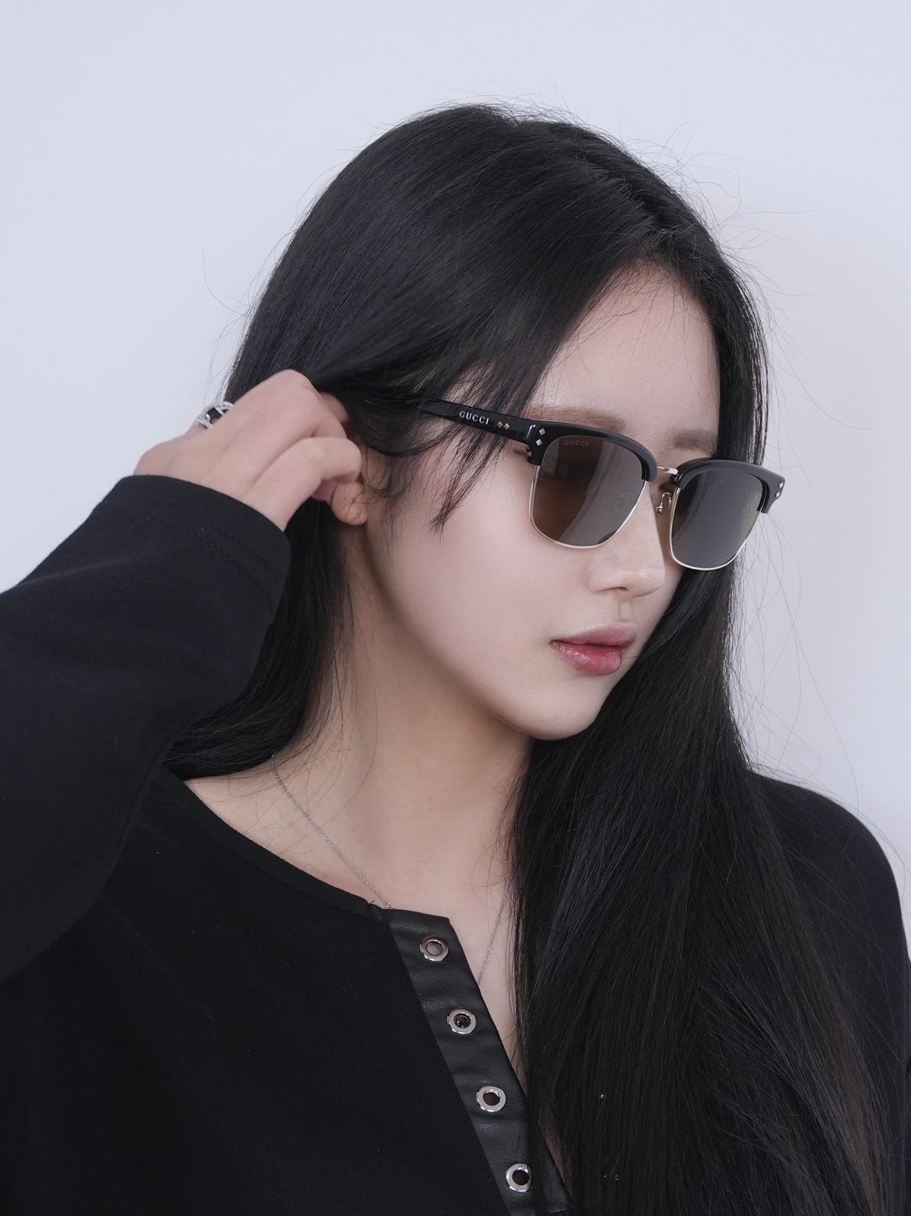 GG1897SK Browline Warm Tea-colored Lens Sunglasses #D129