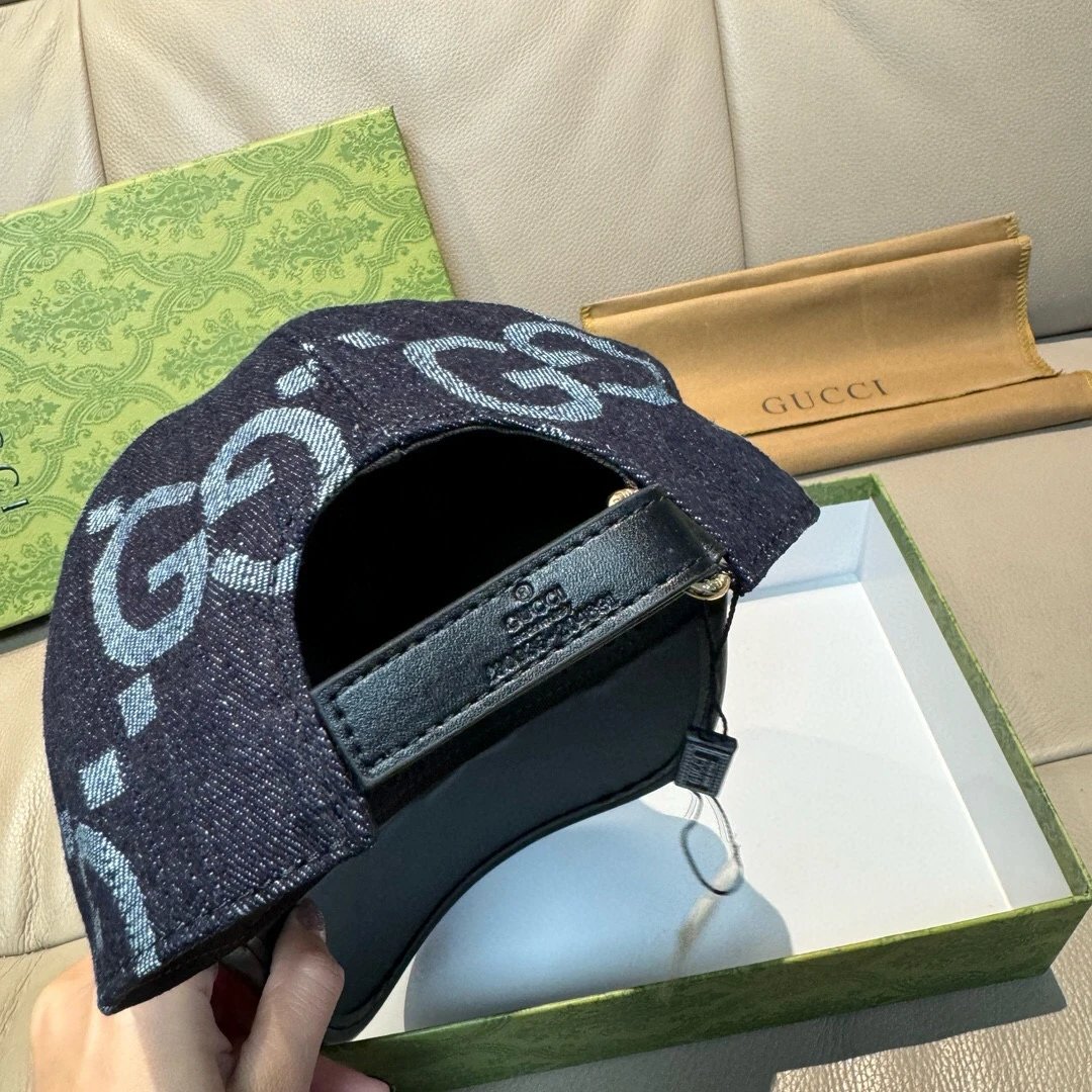 Gucci GG Monogram Denim Baseball Cap Blue - 21