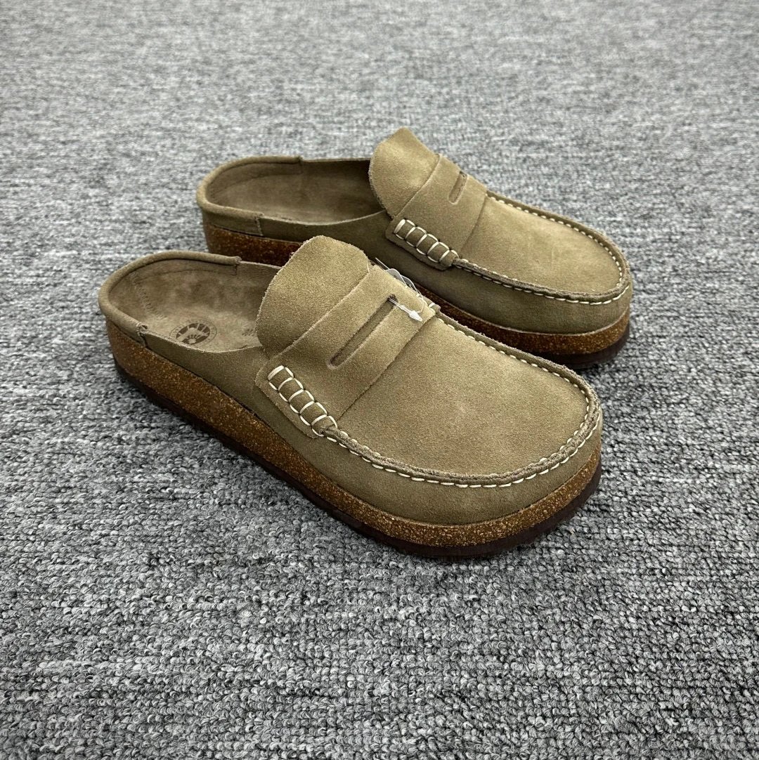 Birkenstock Sandals Naples suede penny loafer mules — Camel color