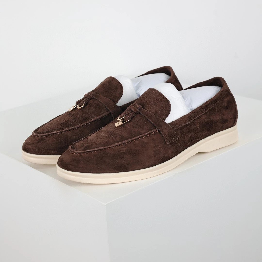 Unbranded Casual Shoes Suede loafers with metal charm — Brown
