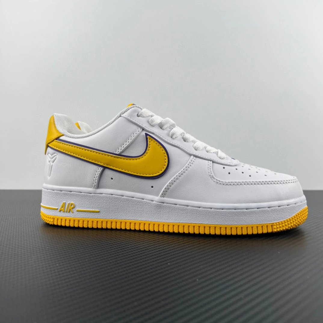 Air Force x Kobe co branded white, yellow, and purple