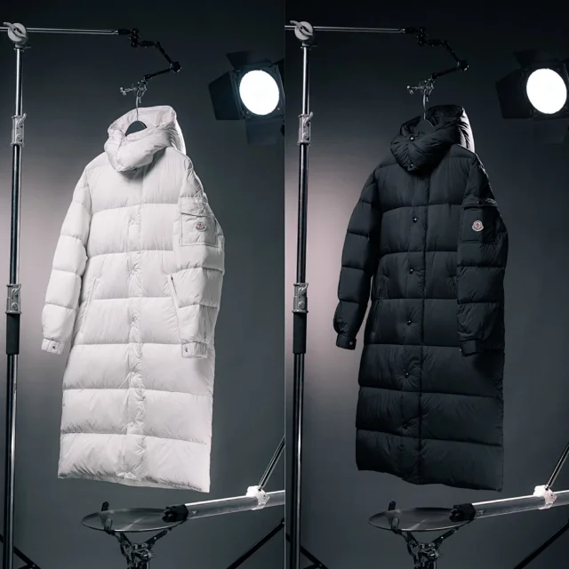 Moncler Long hooded quilted down jacket product detail image 1