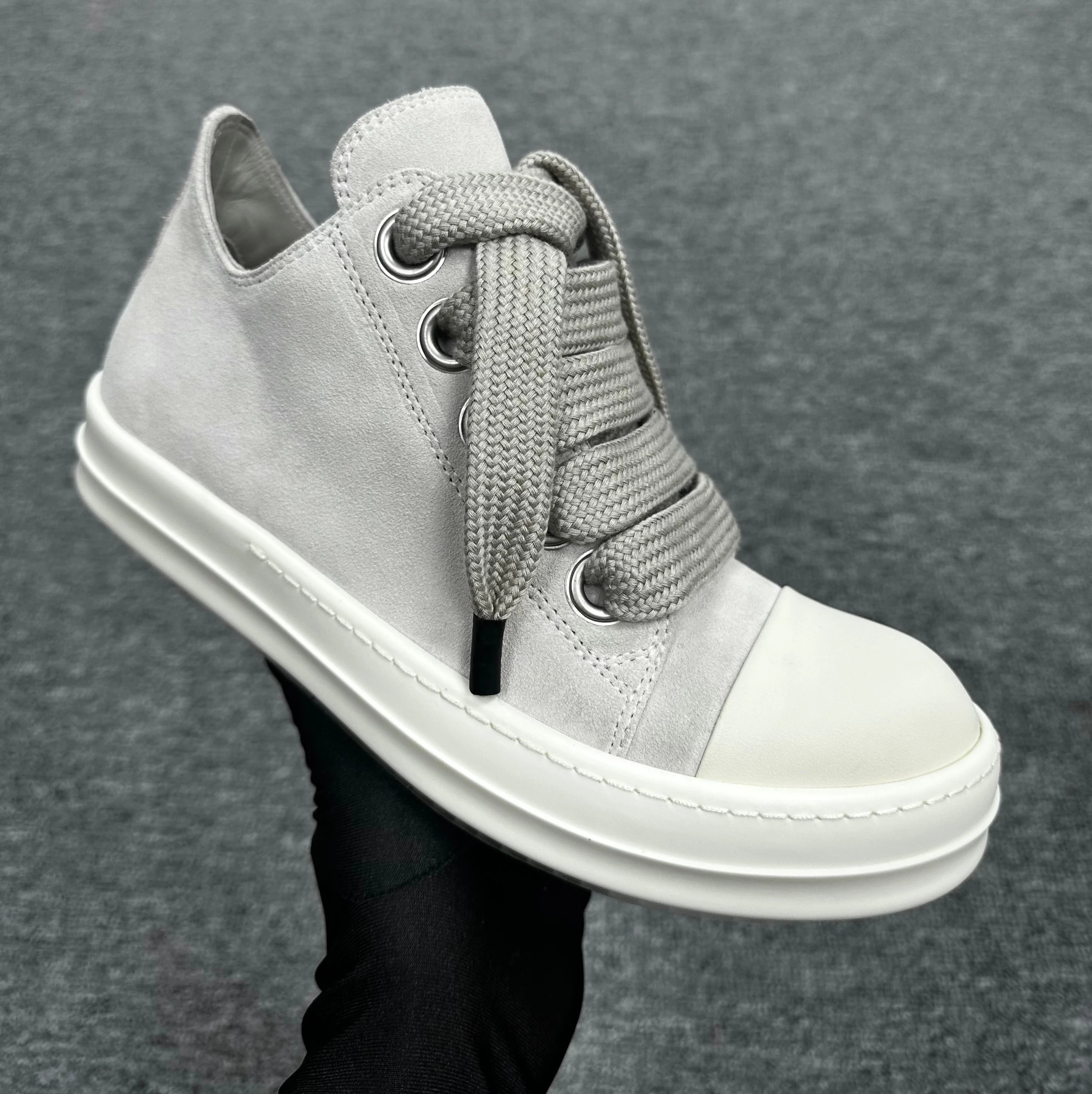 Unbranded Sneakers Platform Lace-Up — RO Suede Coarse Strap Grey