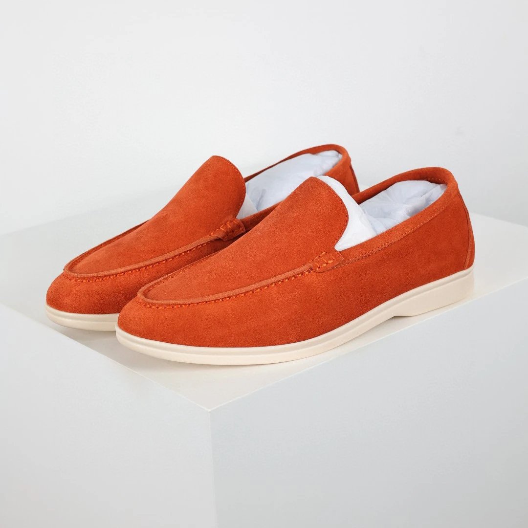 Unbranded Casual Shoes Suede loafers with metal charm — Orange