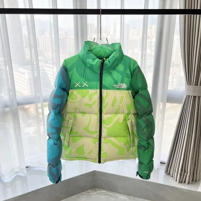 The North Face Down Jackets Hooded quilted puffer jacket with Gucci monogram print product detail image 2