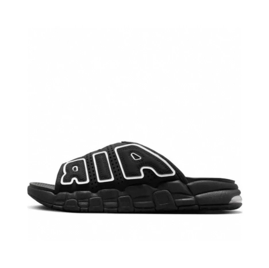 Unbranded Slippers More Uptempo Slide with oversized AIR lettering — Black and white