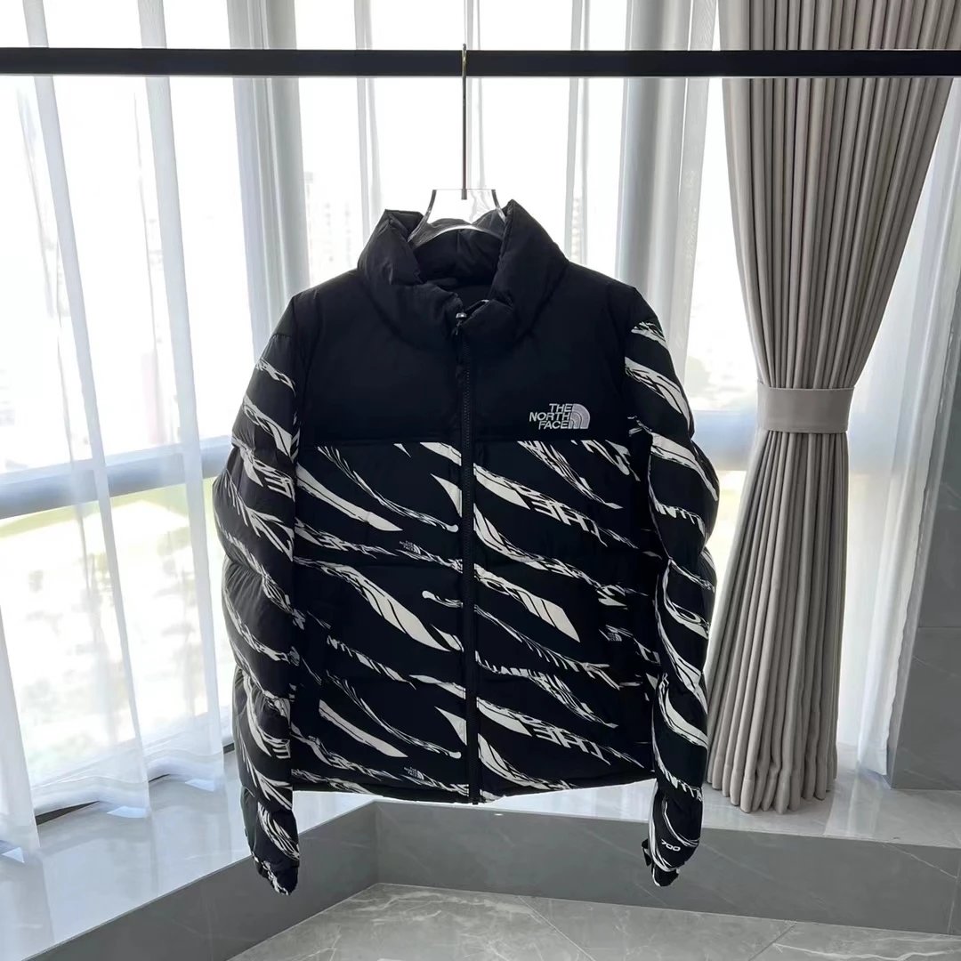 The North Face Down Jackets Hooded quilted puffer jacket with Gucci monogram print — Black Zebra