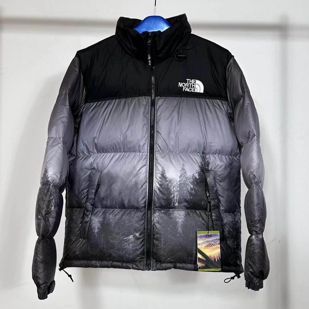 The North Face Down Jackets Hooded quilted puffer jacket with Gucci monogram print — Black Forest