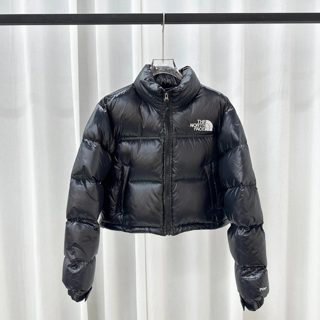 The North Face Down Jackets Cropped color-block puffer jacket — Black