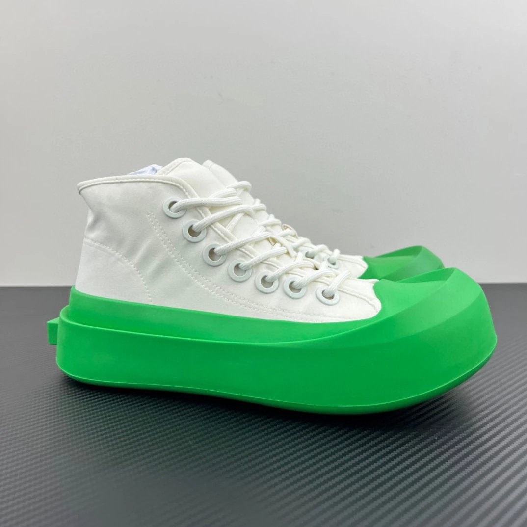 Unbranded Sneakers High-Top with Oversized Rubber Sole — White and green