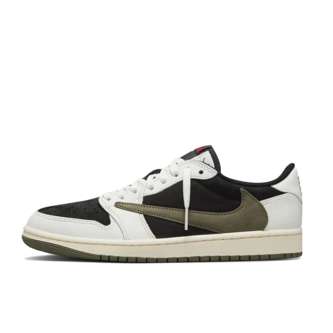 Ts x Aj1 Black Green Olive Hook Low Top
