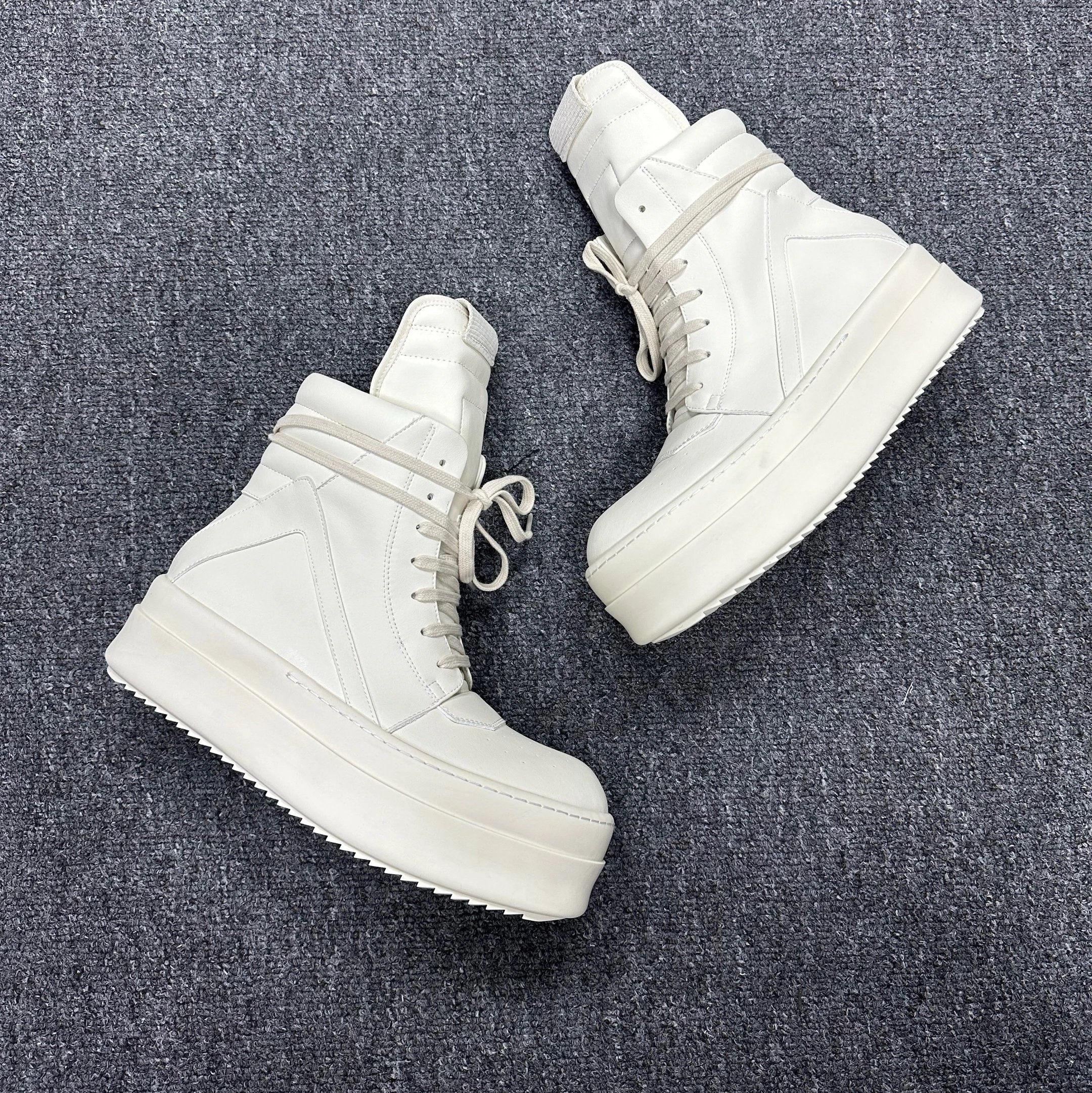 Unbranded Sneakers Platform Lace-Up — RO Leather Inverted Triangle High Platform Shoes White