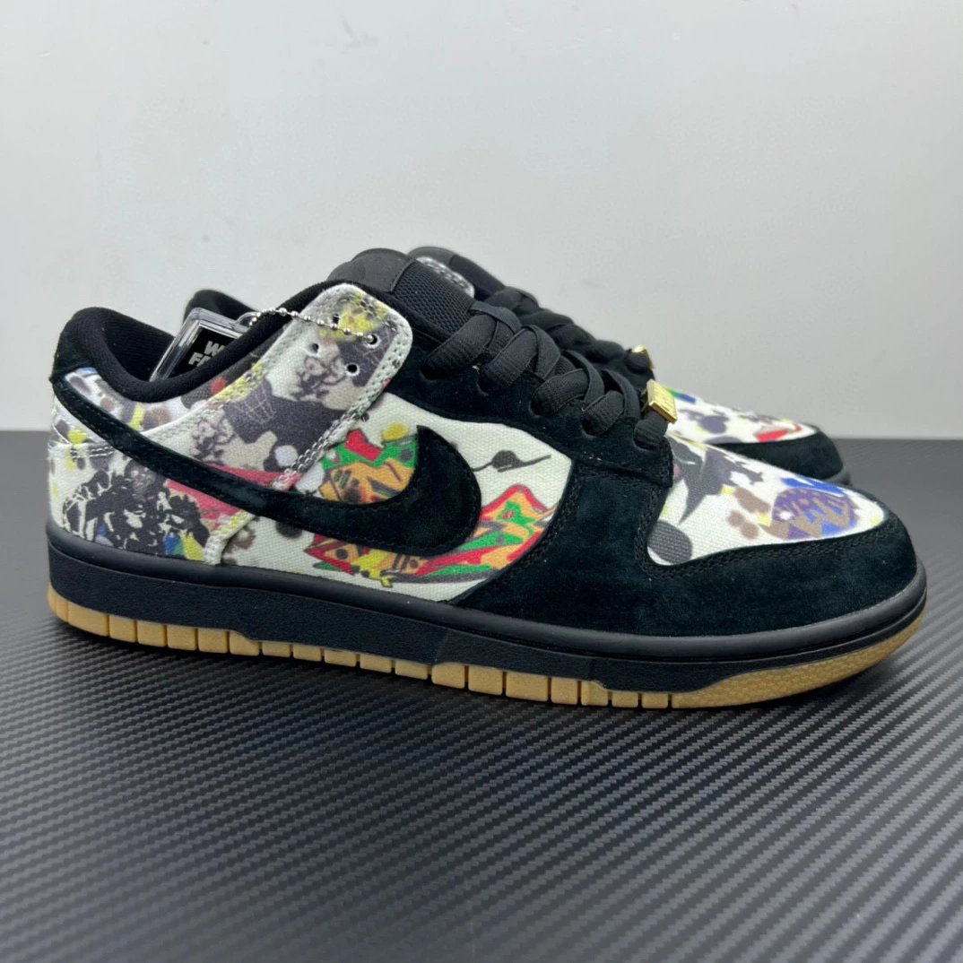 Nike Dunk Low Sneakers — Supreme x NK Dunk"Rammellzee"Collaboration Black and Color