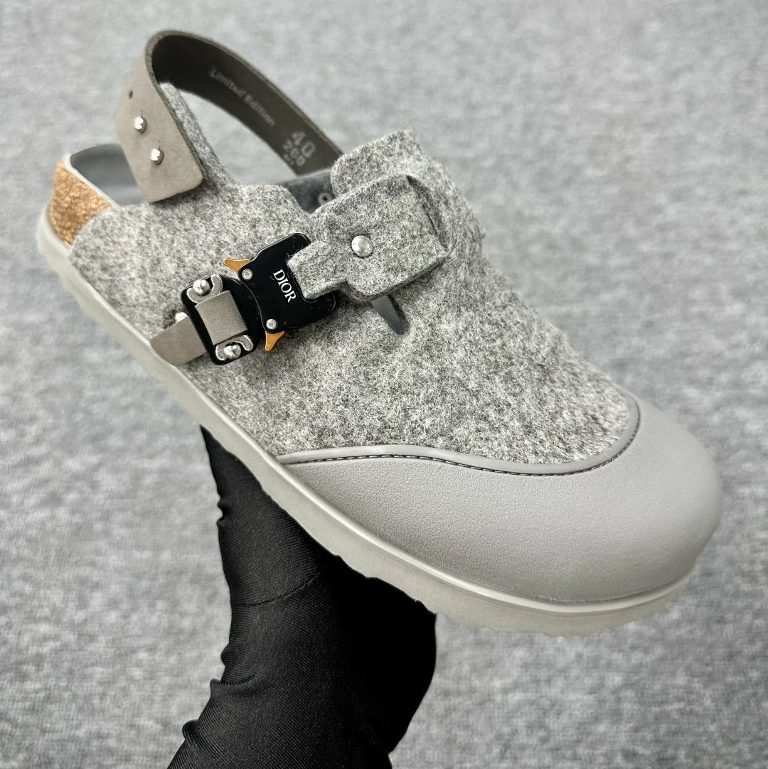 Dior Casual Shoes Buckle Slingback Clogs — Gray half-slippers
