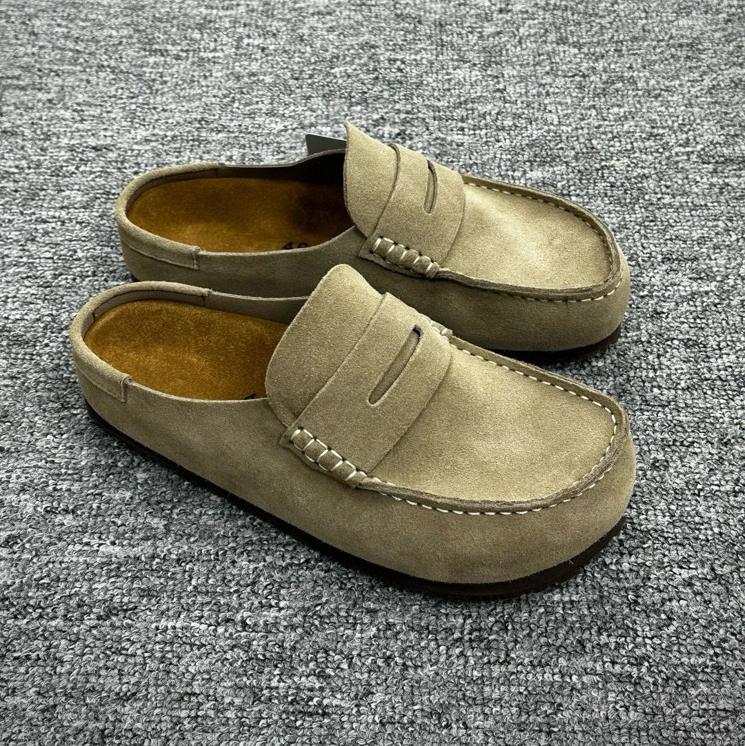 Birkenstock Sandals Naples suede penny loafer mules — Camel all-inclusive
