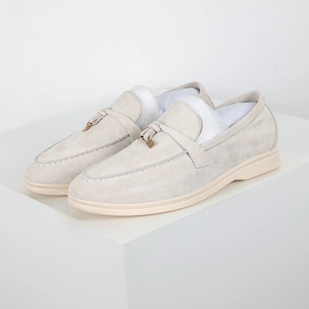 Unbranded Casual Shoes Suede loafers with metal charm — Beige
