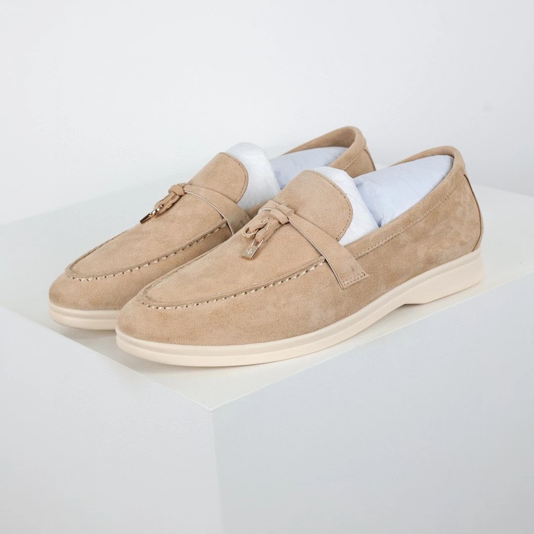 Unbranded Casual Shoes Suede loafers with metal charm — brown