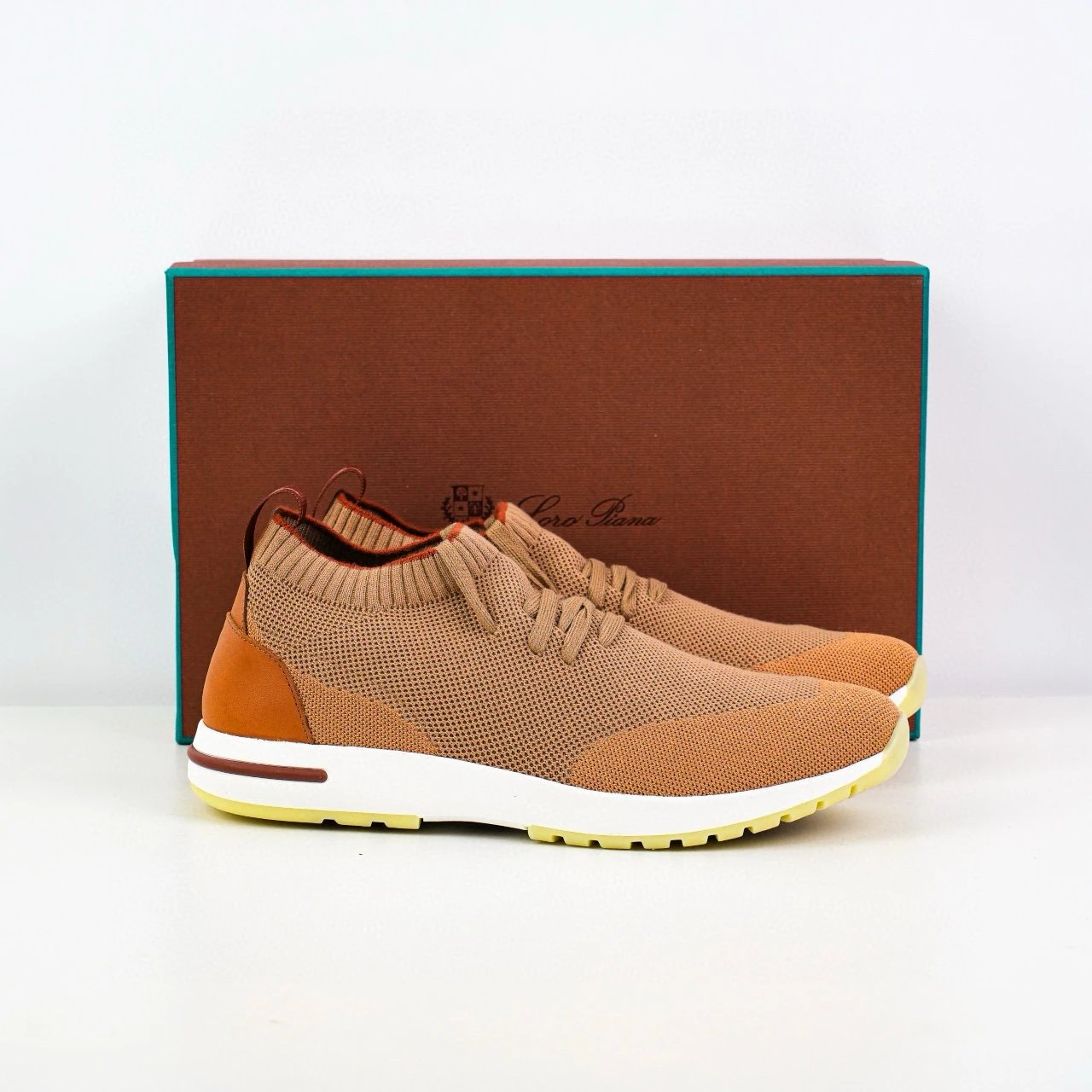 Loro Piana Sneakers Knit sock with lace-up closure — Brown