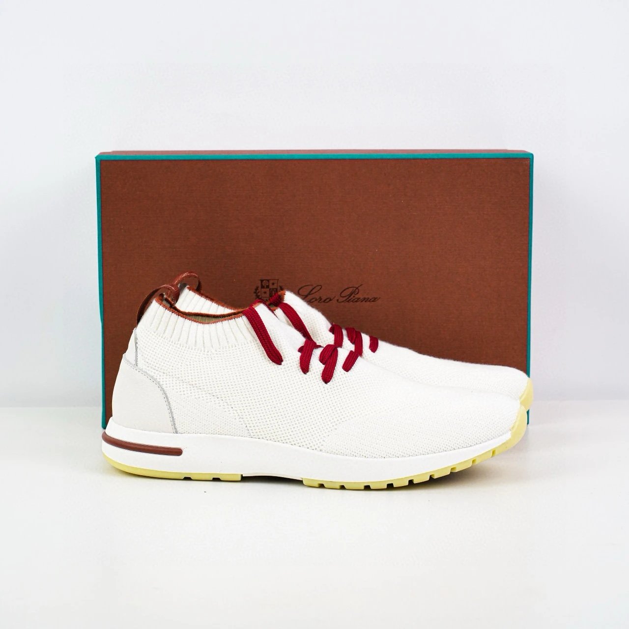 Loro Piana Sneakers Knit sock with lace-up closure — white