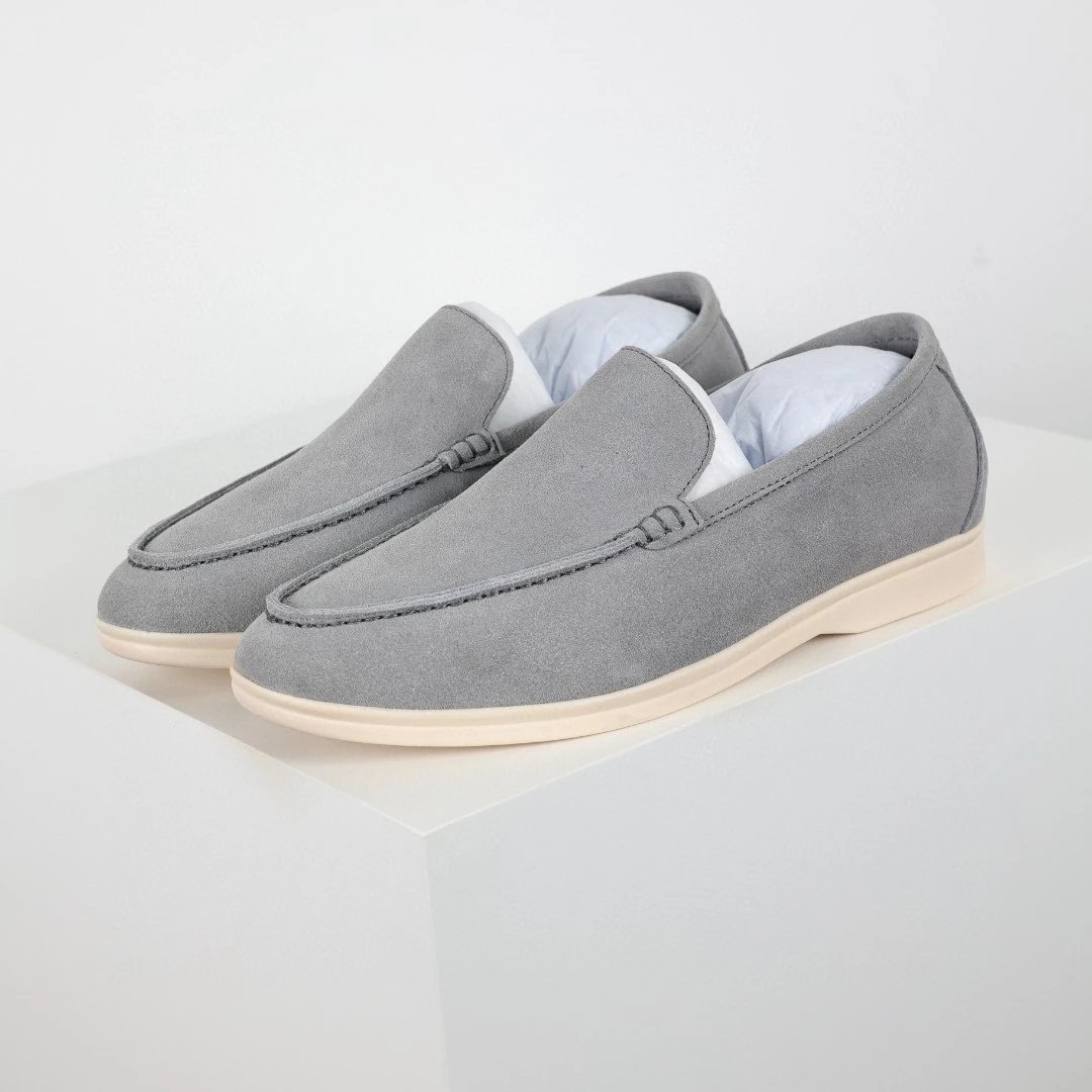 Unbranded Casual Shoes Suede loafers with metal charm — gray