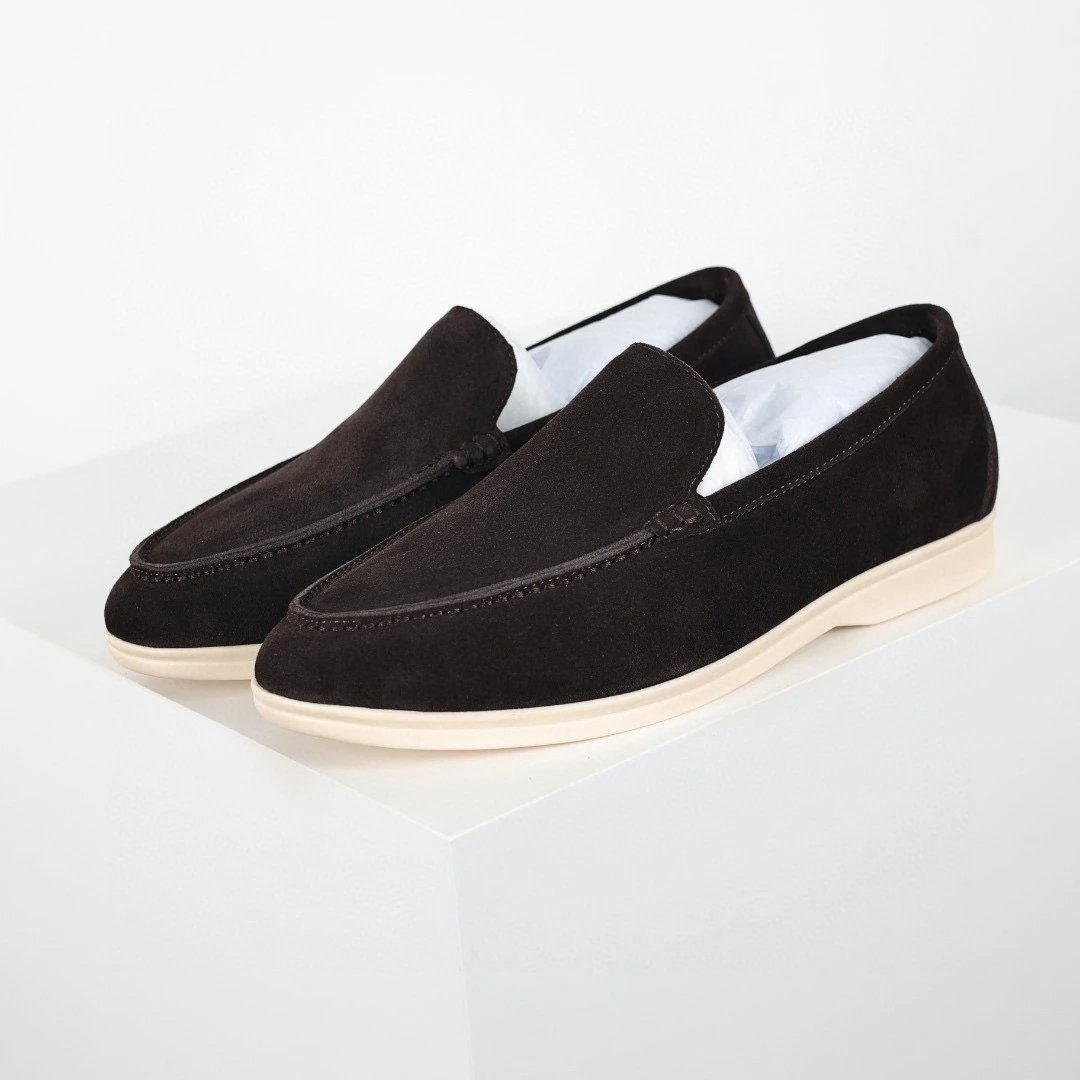 Unbranded Casual Shoes Suede loafers with metal charm — Dark brown