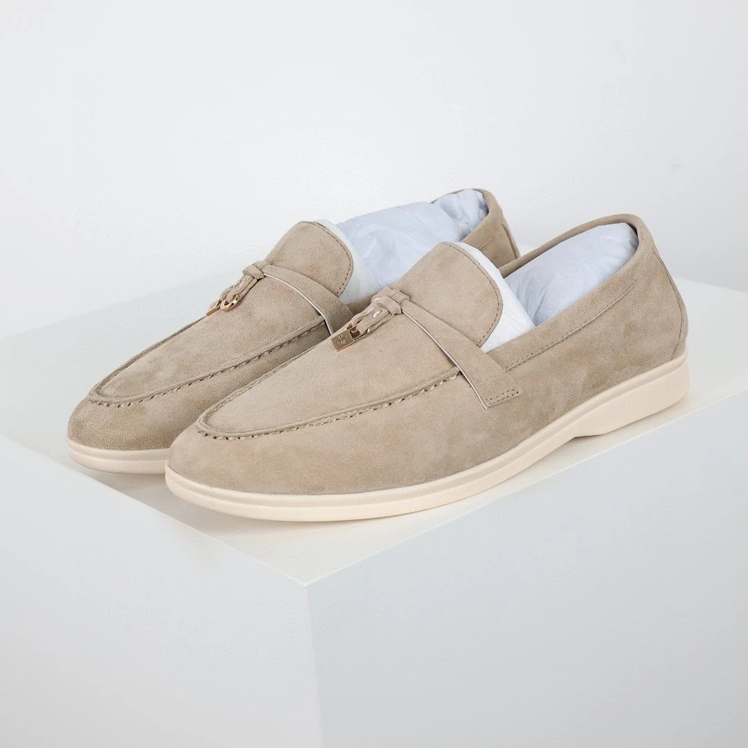 Unbranded Casual Shoes Suede loafers with metal charm — Light gray ()