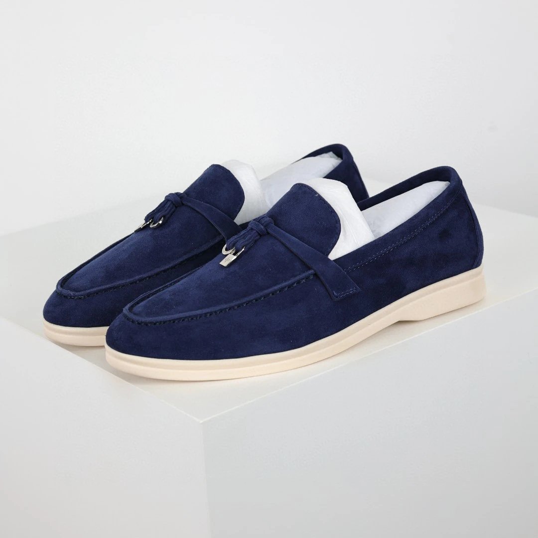 Unbranded Casual Shoes Suede loafers with metal charm — Deep Blue