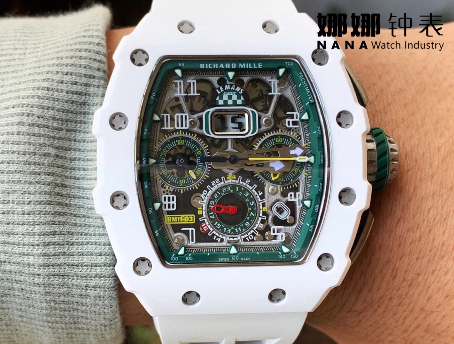 KV Taiwan factory new product Richard RM-011 white ceramic limited edition genuine Korean imported ceramic case and back, ceramic scratches can be used to repair fully automatic timing movement men's mechanical watch