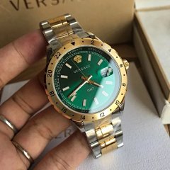 Original quality Versace counter latest V11 quartz men's watch,~42mm diameter, men's watch with GMT dual time function, sapphire glass, date frame with magnifying glass, steel strap watch, SF Express