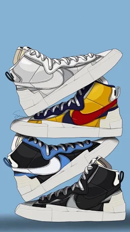 thumbnail for "Normal Code" Sacai x LDV Waffle Blazer joint deconstruction of the high version of the same shoe for men and women with vulcanized bottom