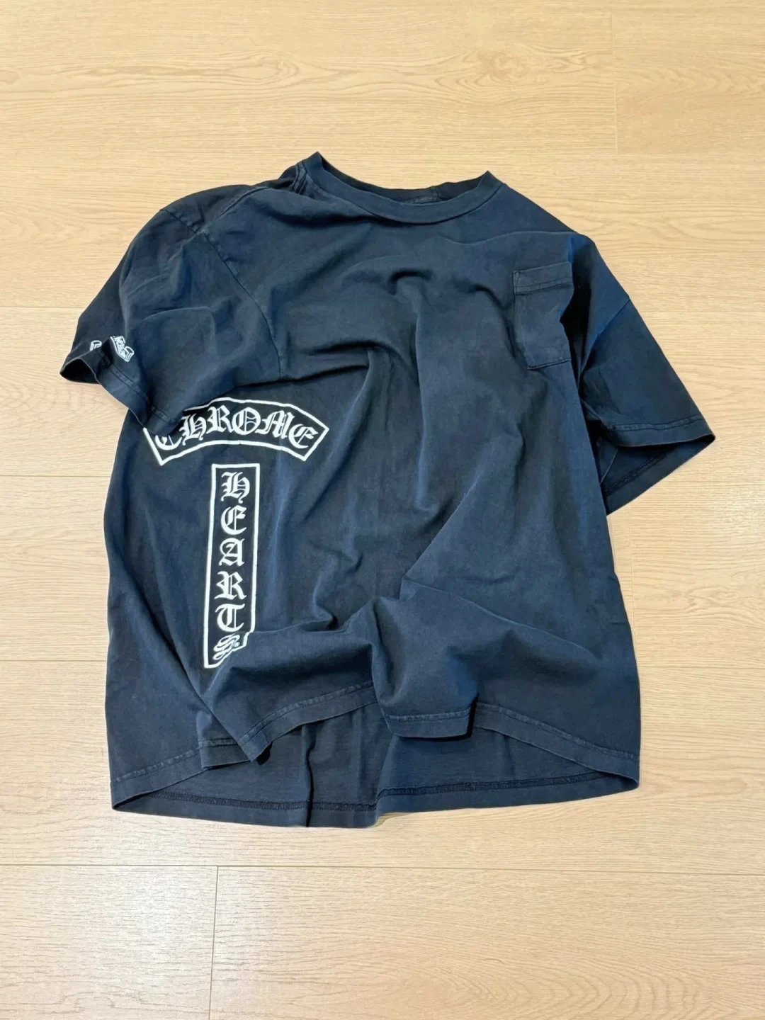 CH Chrome Hearts Washed Distressed Vintage Sanskrit Letters T-Shirt