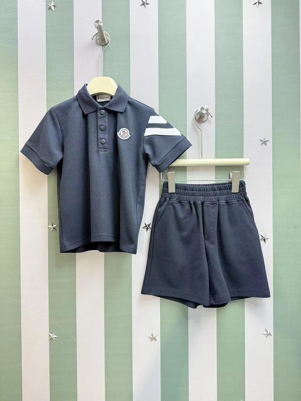 Kid Moncler Blue Polo and Shorts Set