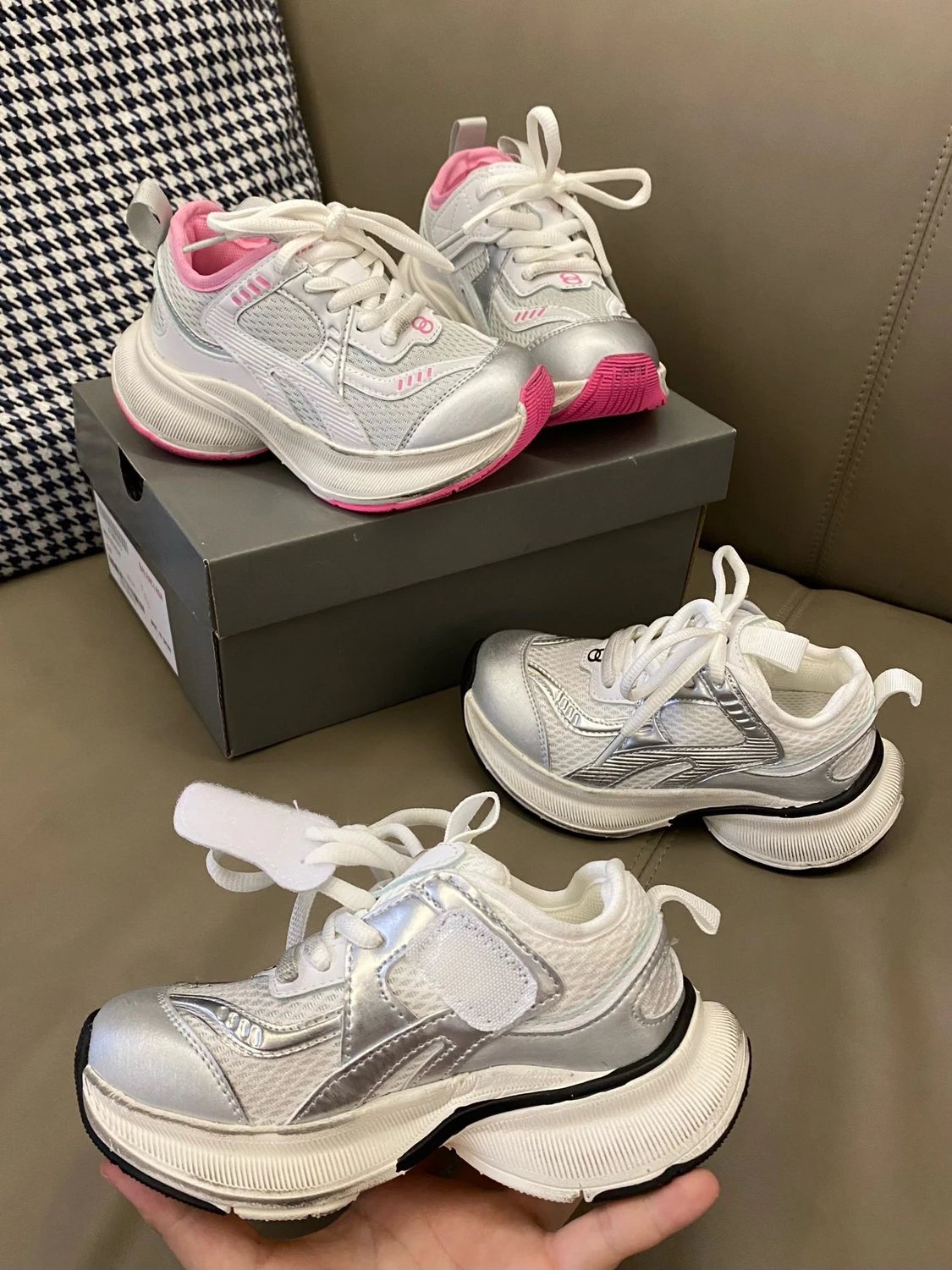 Balenciaga Track Sneakers Silver Pink Chunky Sneakers - 6