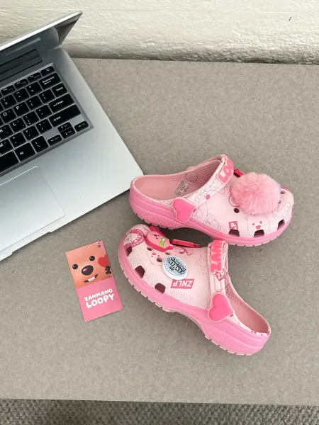 Crocs x Zanmang Loopy Classic Clog Pink Kids Sandals - 13