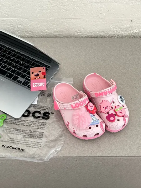 Crocs x Zanmang Loopy Classic Clog Pink Kids Sandals - 5