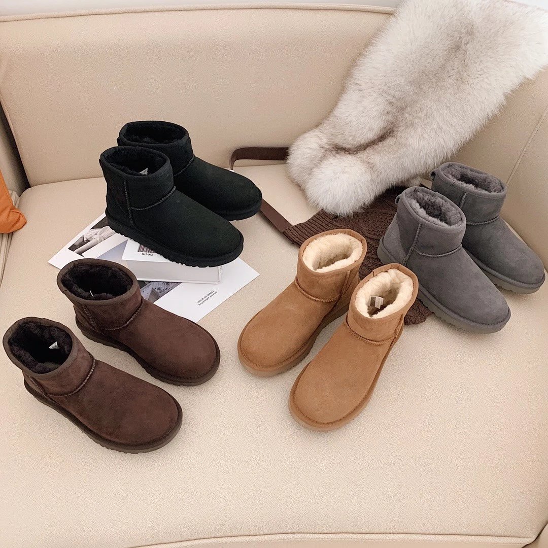 Home Classic Longfeng Genuine Sheepskin Winter Boots for Men, Women, Kids & Couples, New Season Short Snow Boots for Women & Children