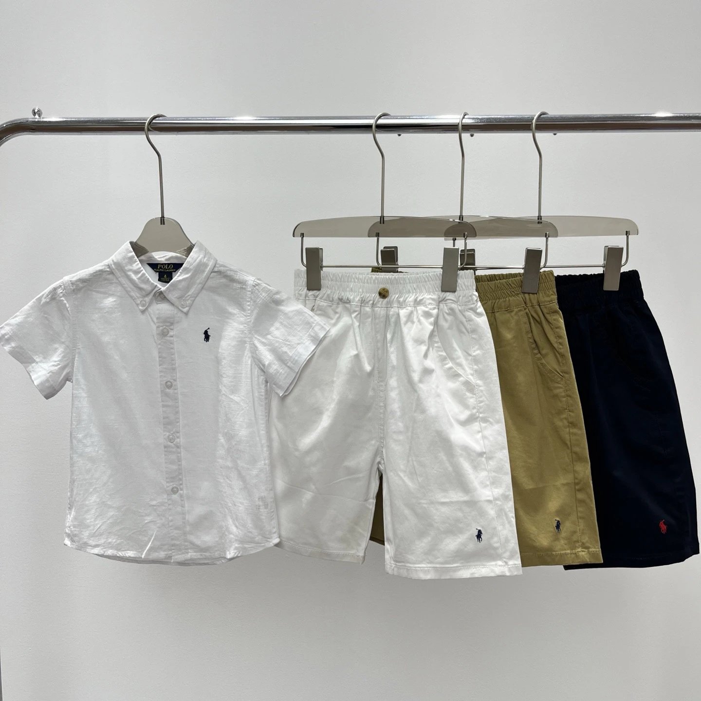 Kid Ralph Lauren White Short Sleeve Shirt and Shorts Set