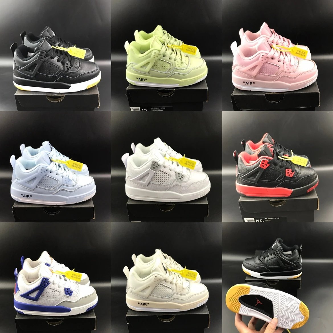 Kid Air Jordan 4 Low Sneakers in Various Colors