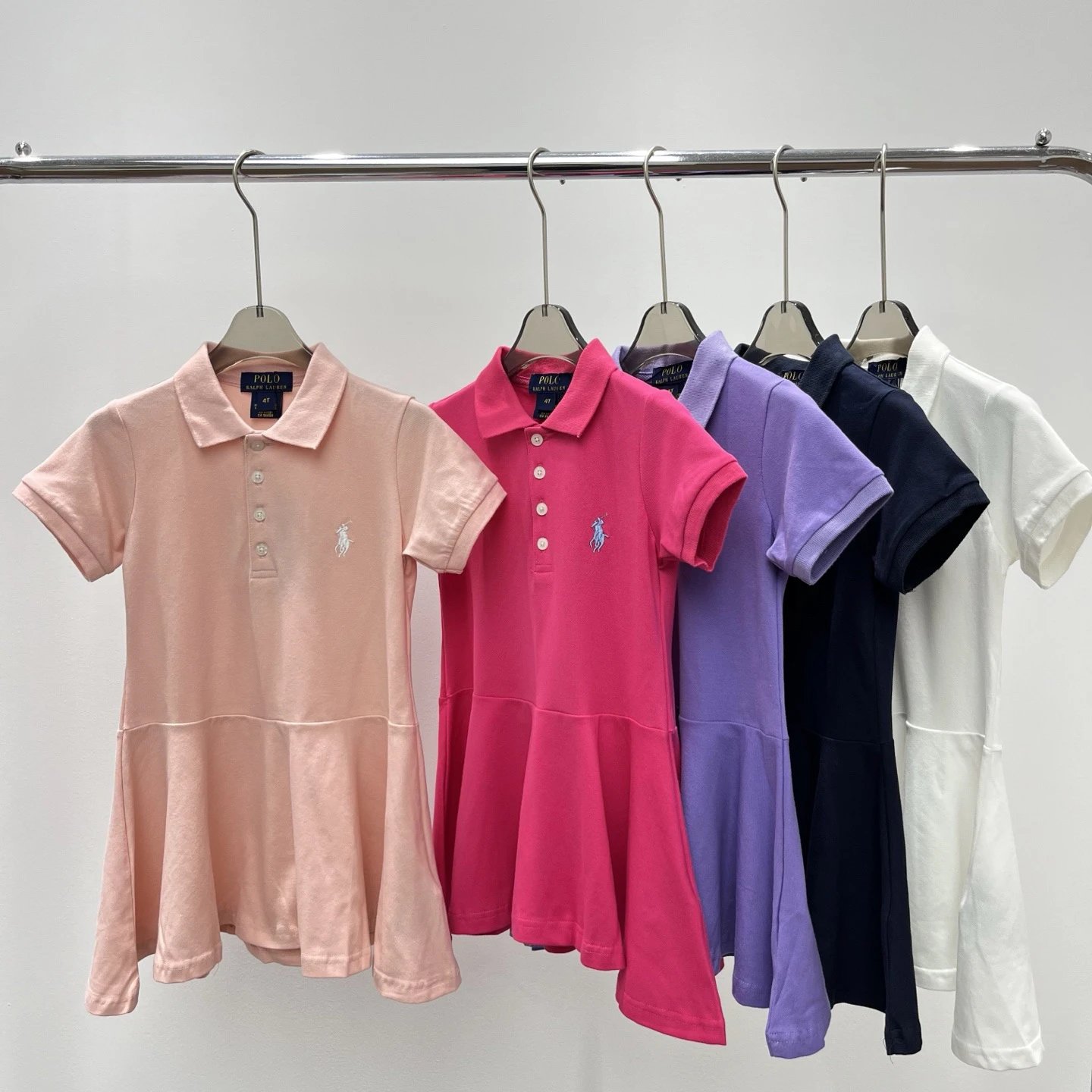 Kid KX Batch Cute Embroidered Pony Collar Polo Dress Kids New Arrival