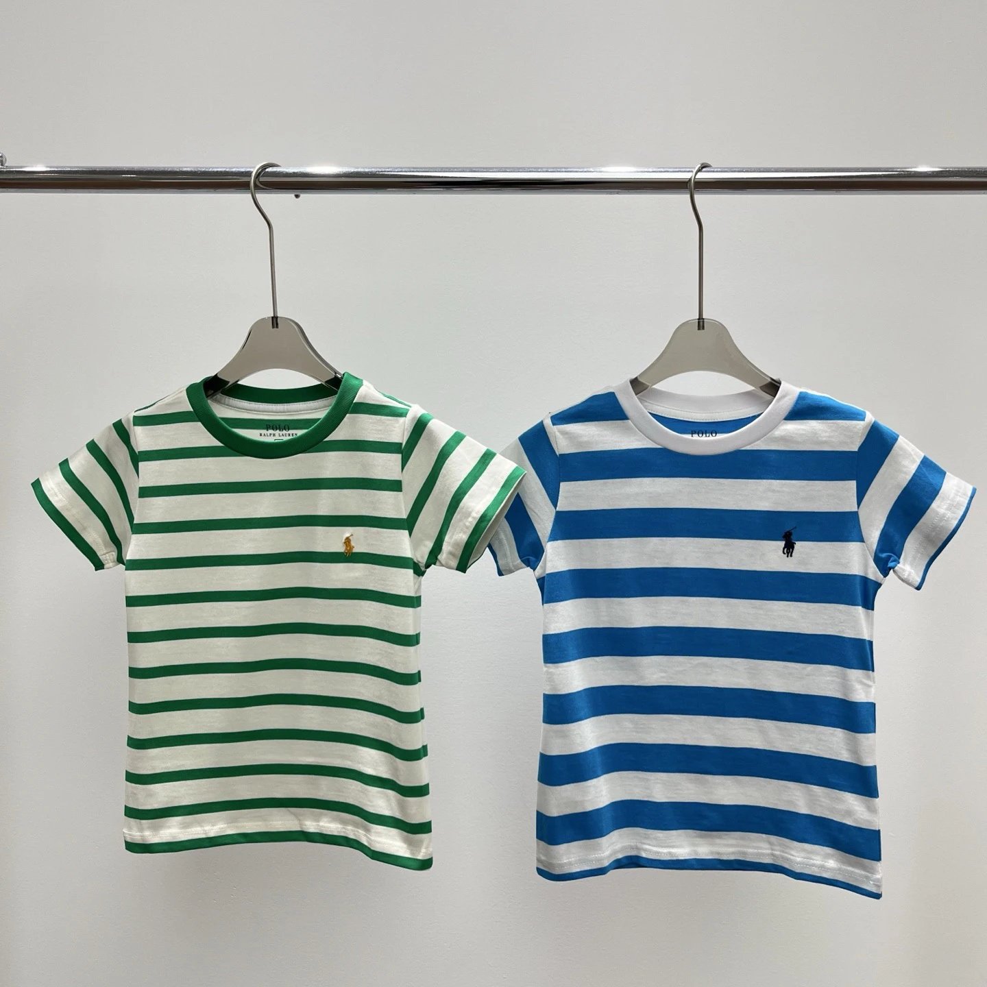 Kid Ralph Lauren Green and Blue Striped T-Shirts