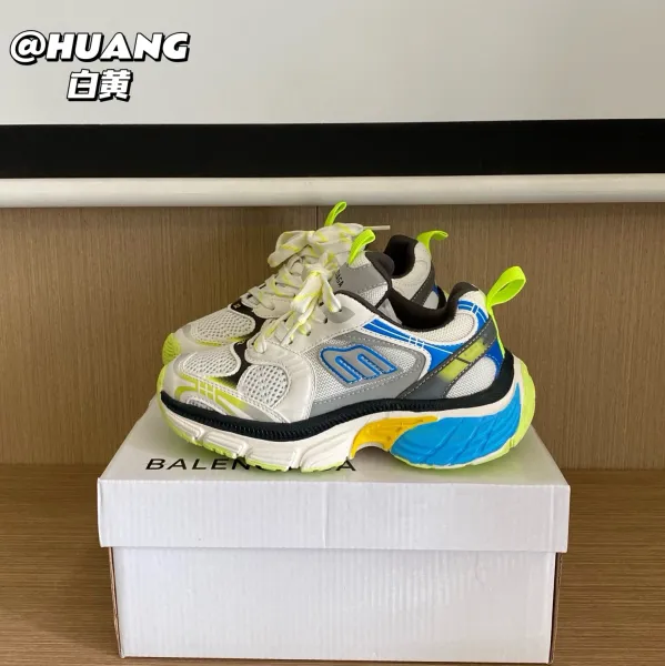 Balenciaga Track Trainer White Yellow Blue Chunky Sneakers - 1