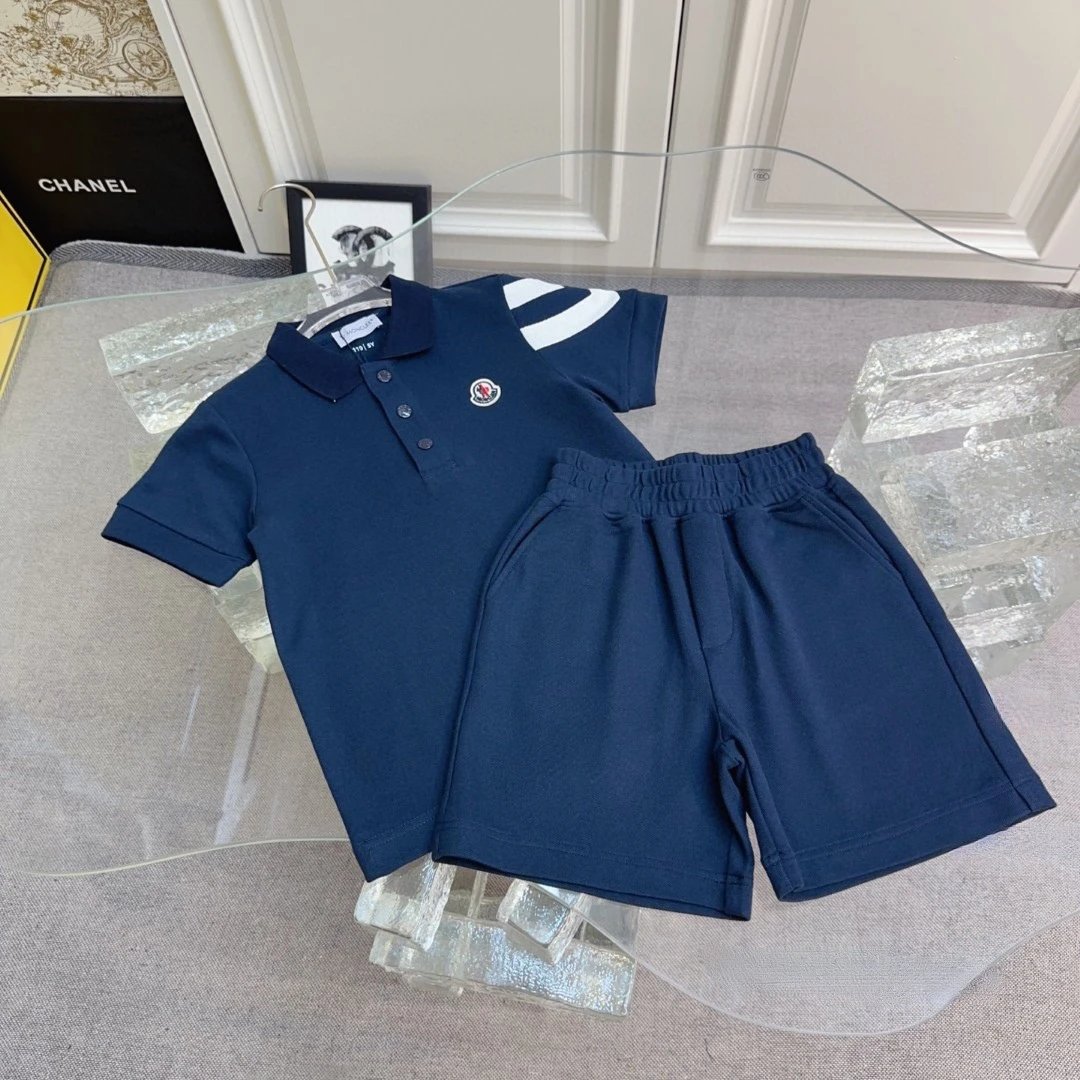 Kid Moncler Blue Polo Set with Shorts